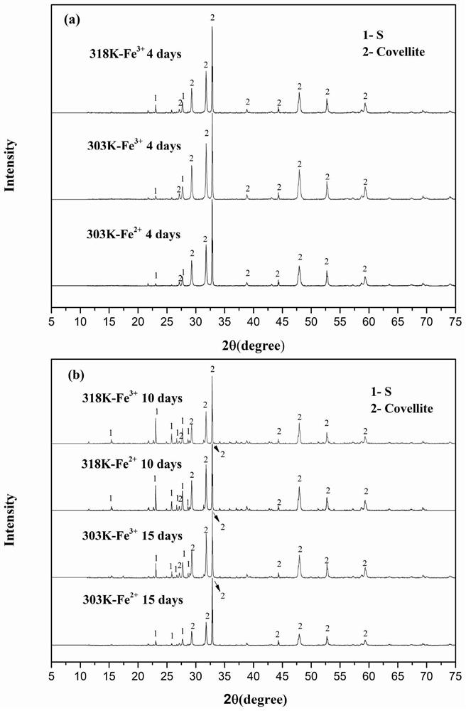 Method for strengthening copper blue bioleaching by comprehensively utilizing ferric ions and ferrous ions