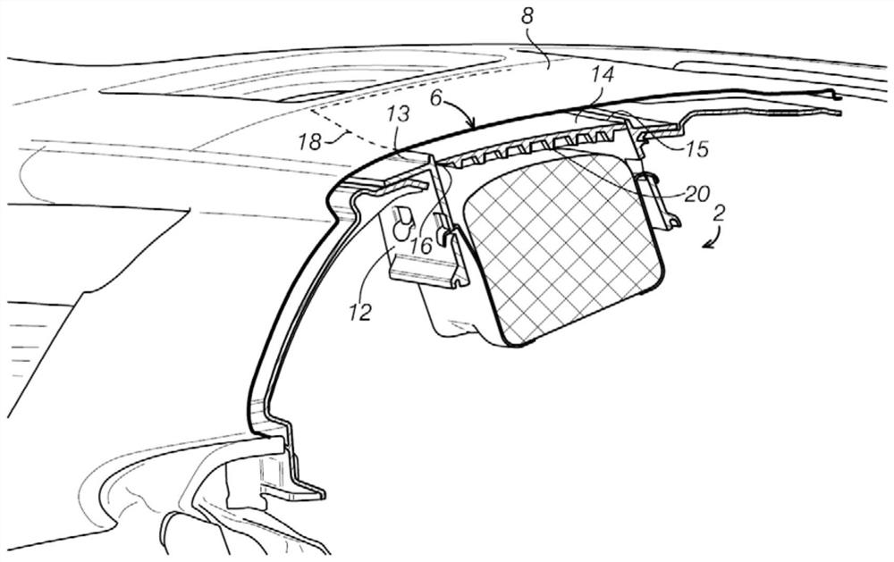 Passenger airbag chute channel with radial rib pattern