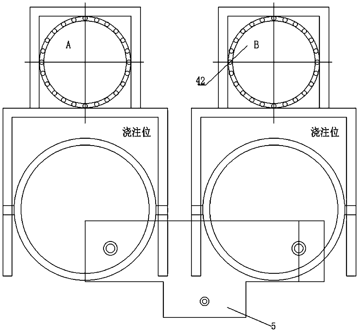 Continuous casting machine casting device and casting method