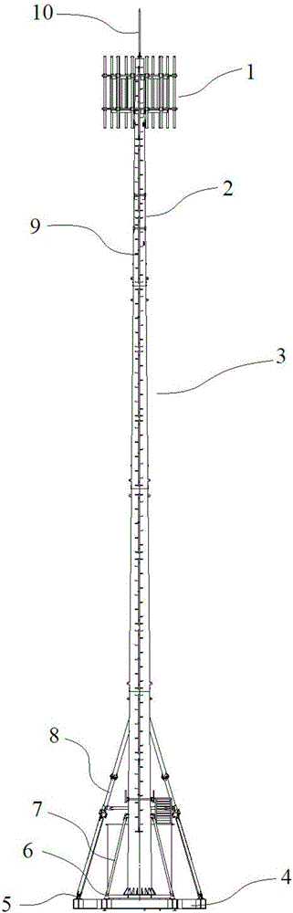 Communication pole tower with adjustable holding poles