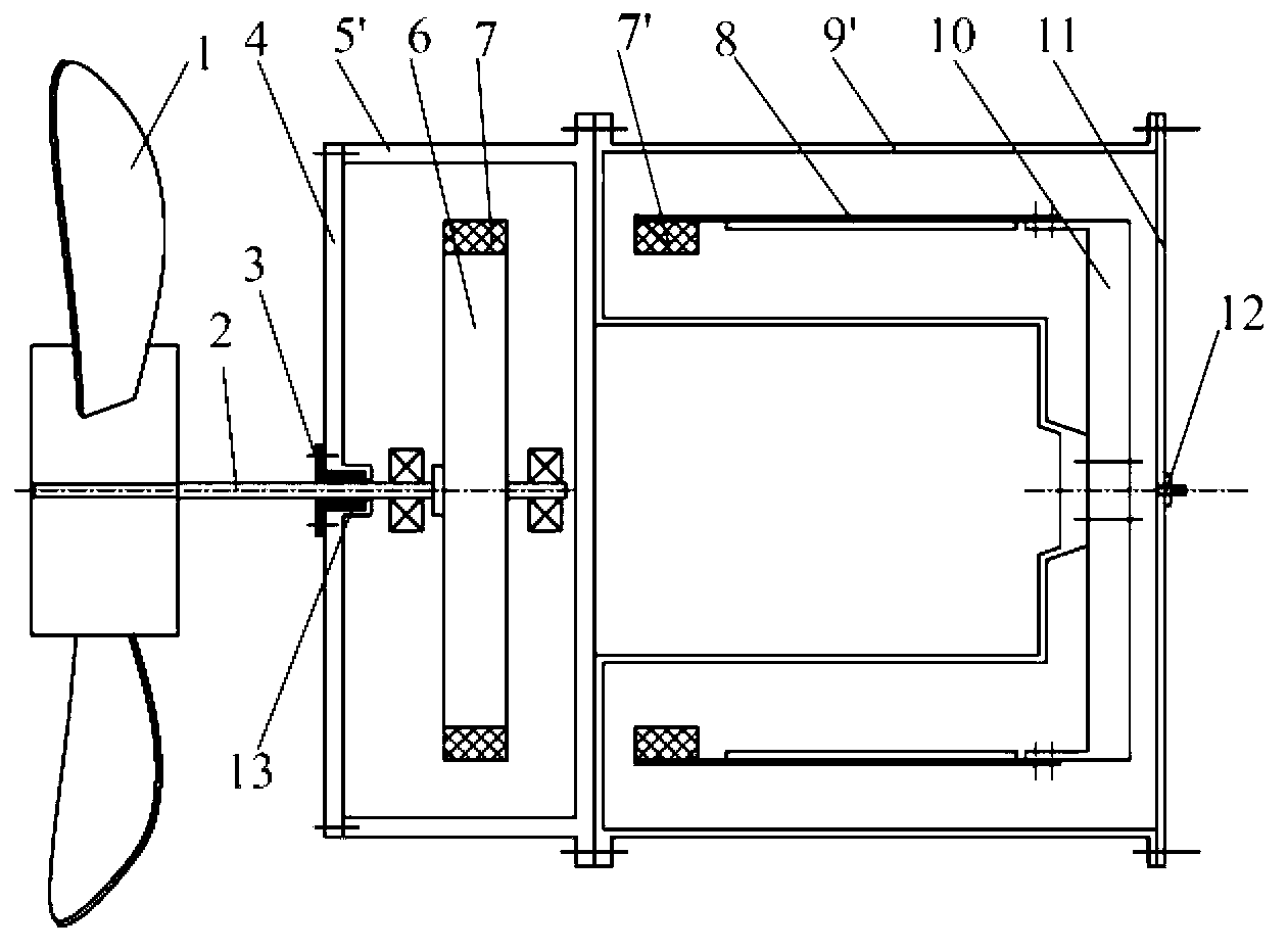 Underwater rotary type piezoelectric power generation device