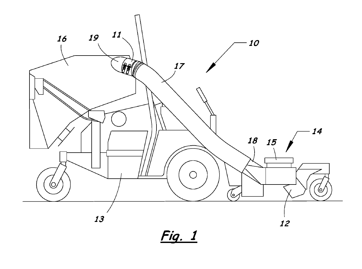 Mower having collection system with quick connect vacuum hose adapter