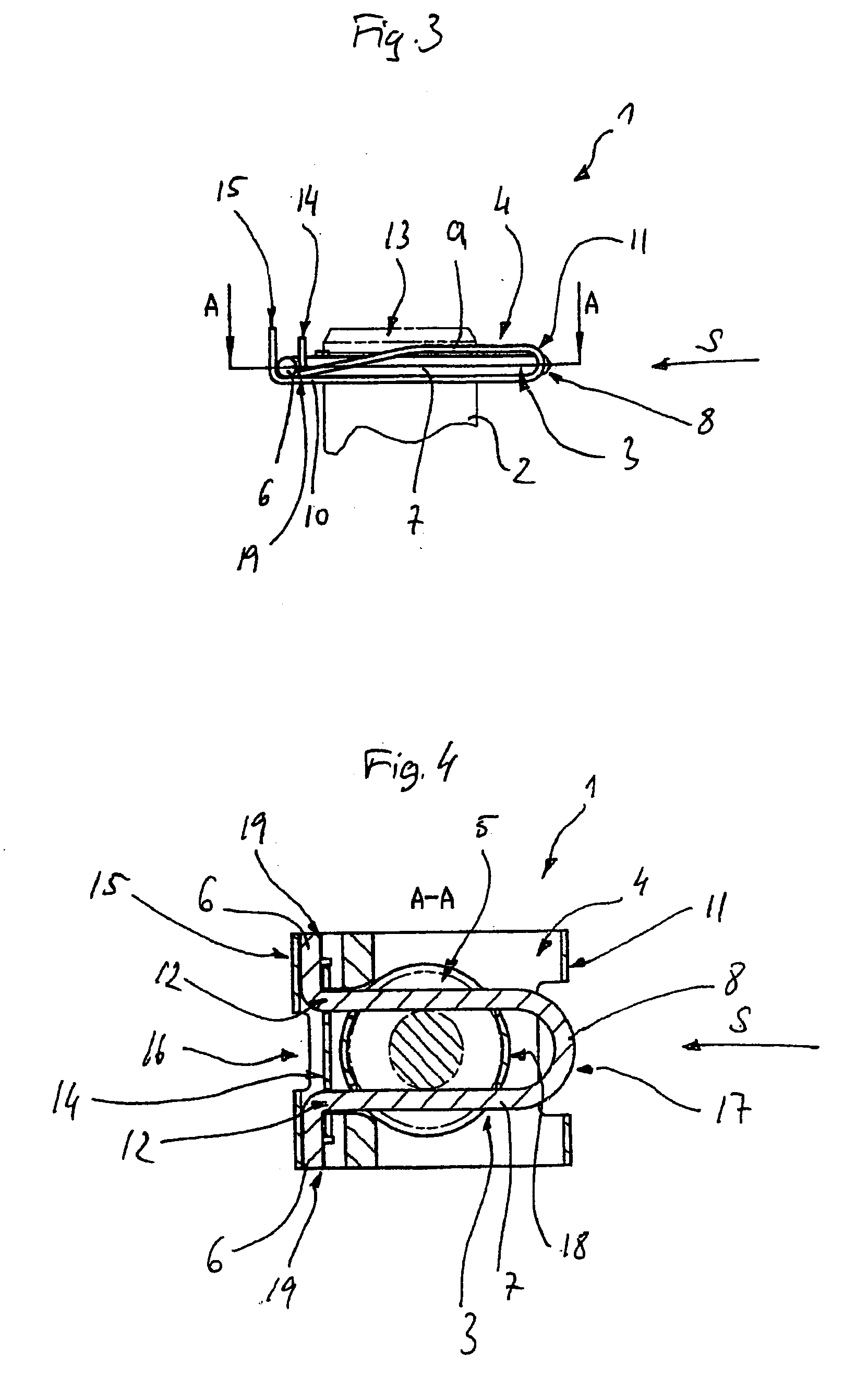 Arrangement for axial securing of grooved bolt