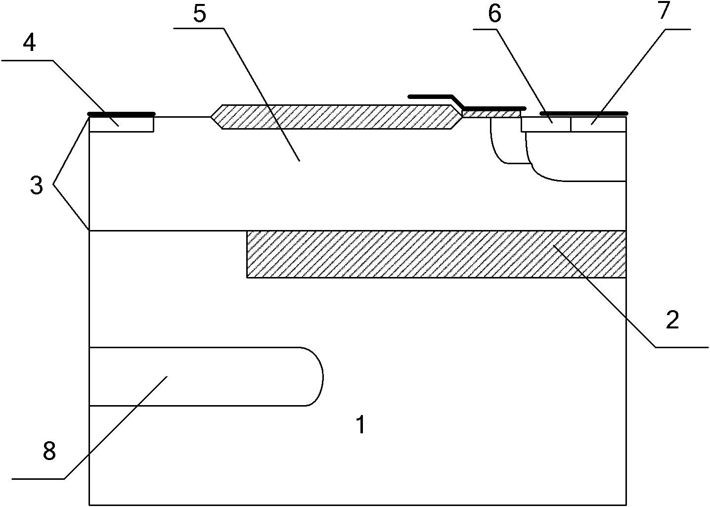 Partial SOI (silicon on insulator) traverse double-diffused device