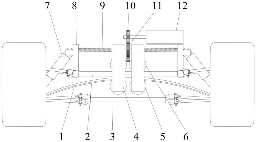 A vehicle transverse leaf spring suspension system with continuous stiffness adjustment