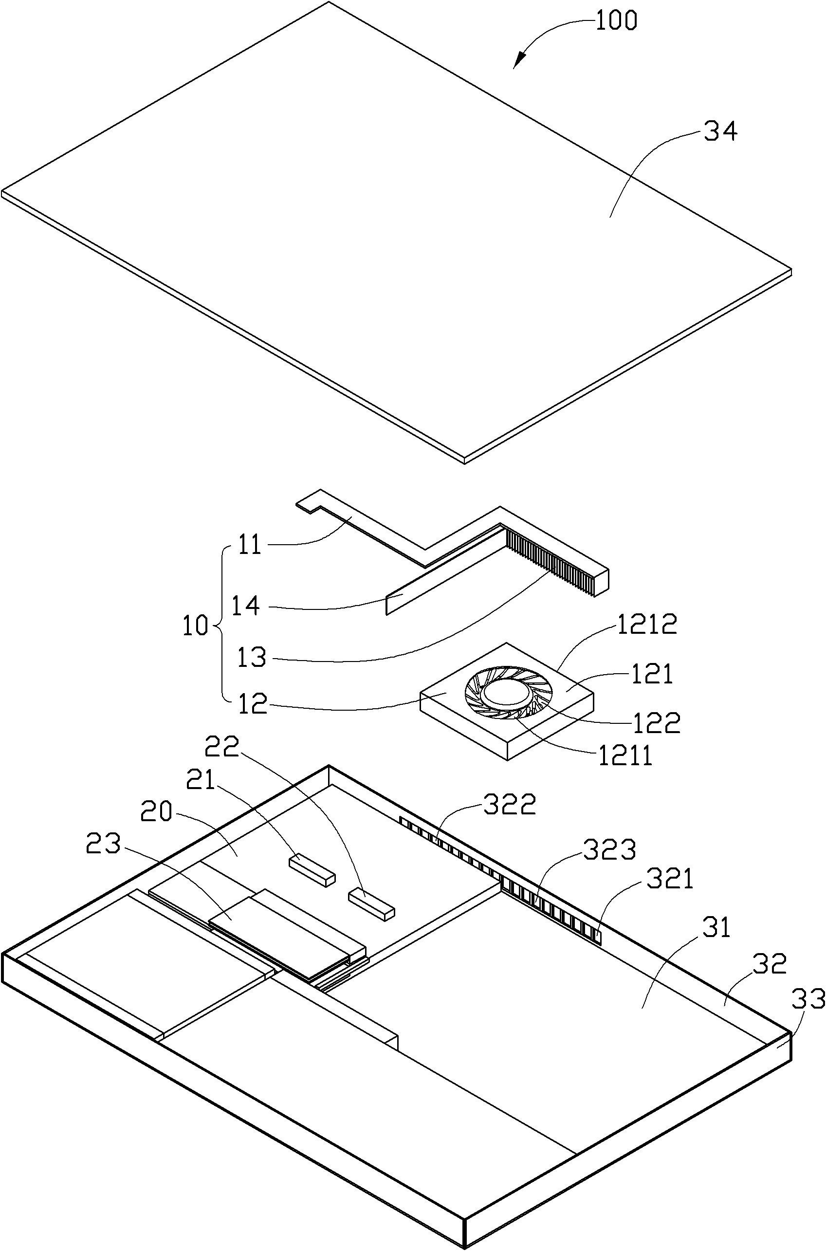Radiating device and electronic device using same