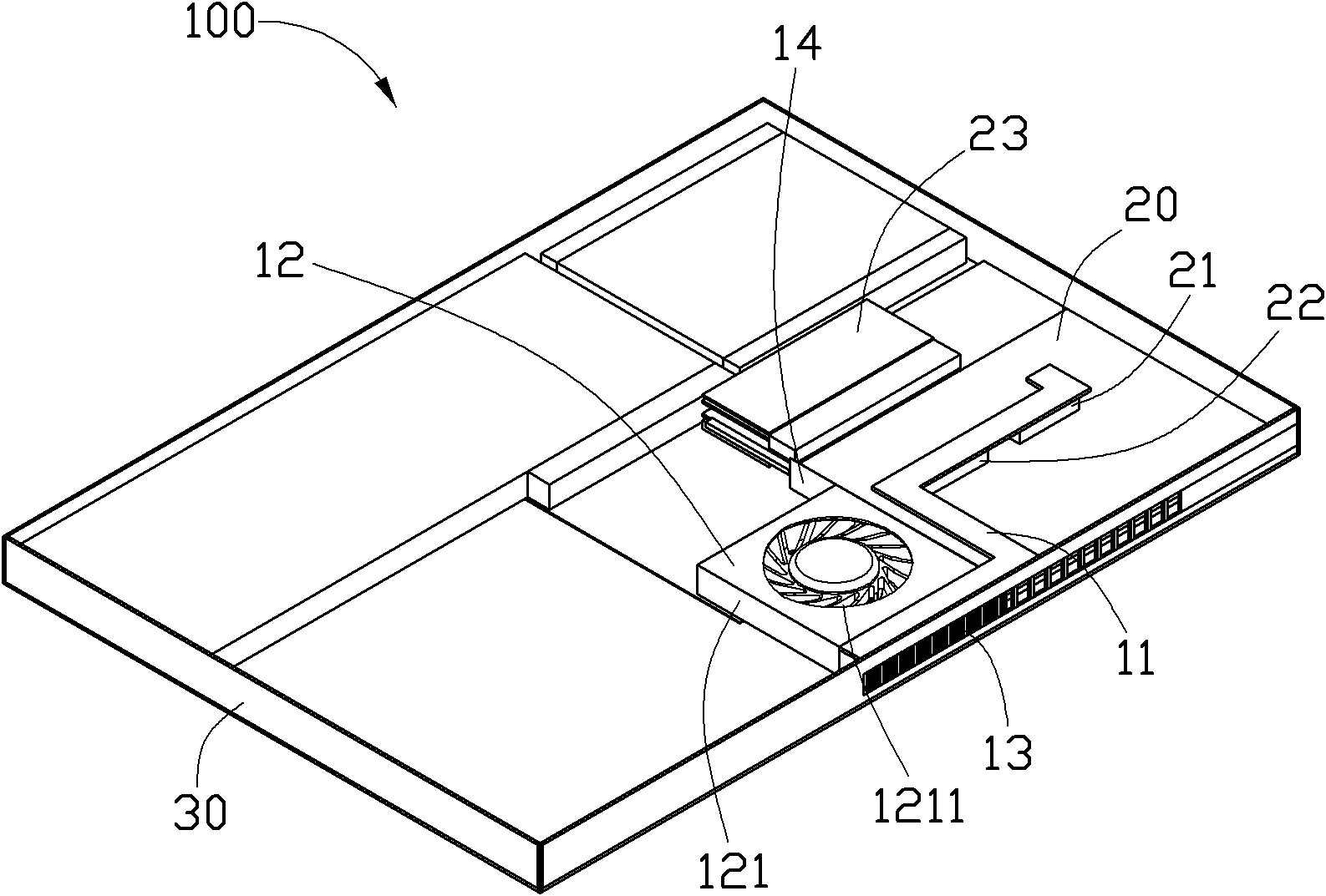 Radiating device and electronic device using same