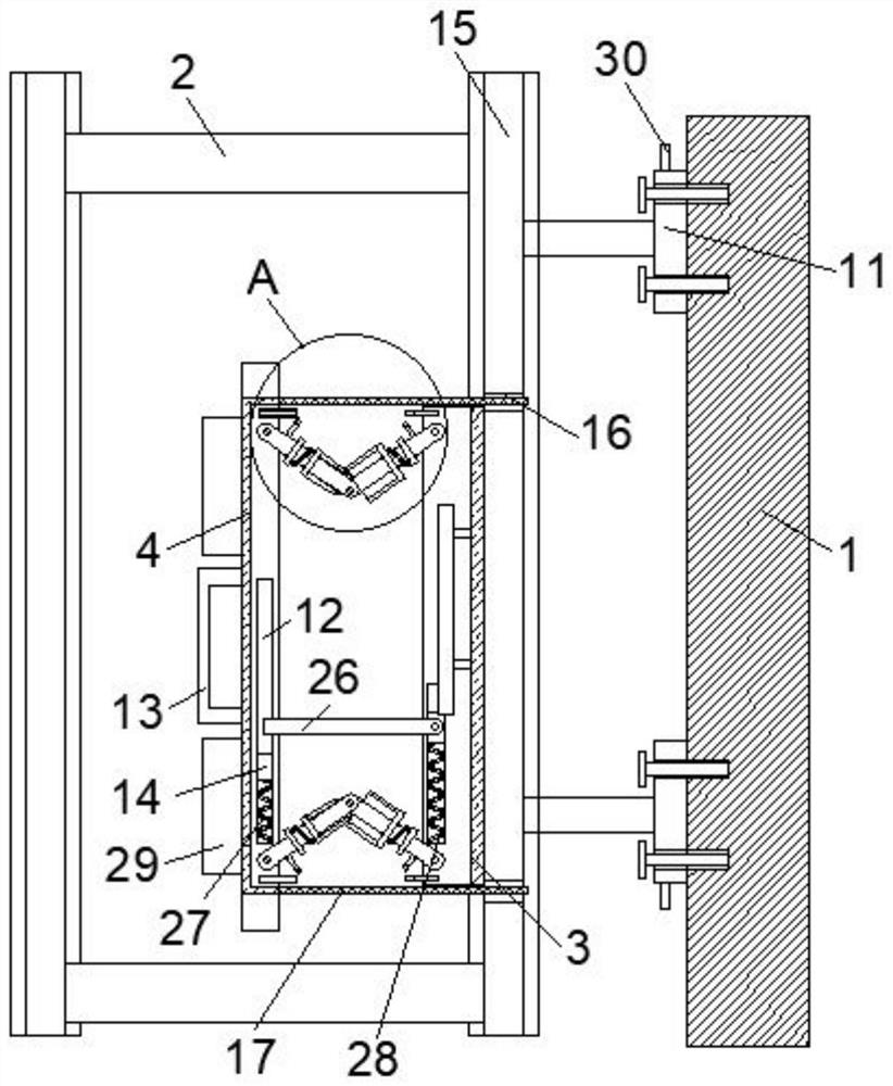 Anti-falling guide frame of attached lifting scaffold