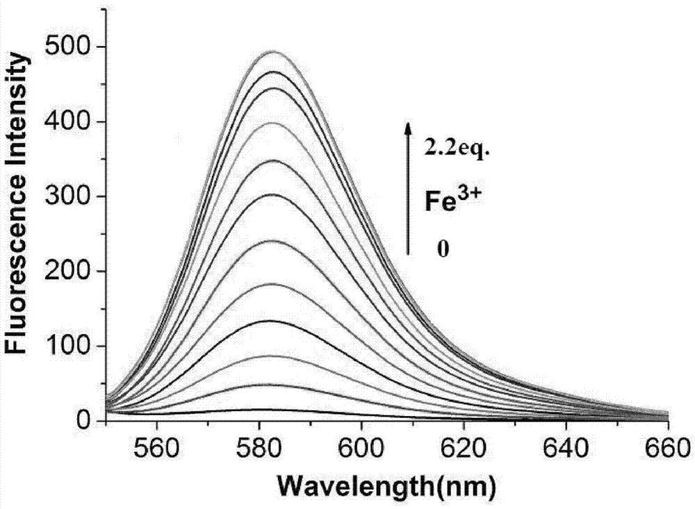 A switch type ferric ion fluorescent probe and preparation method thereof