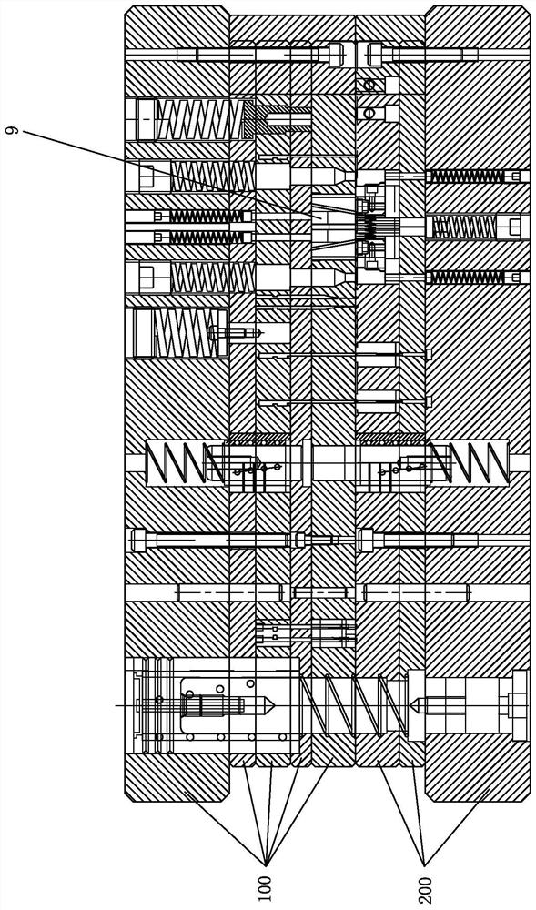 Inverted cone led bracket step-by-step side push molding method