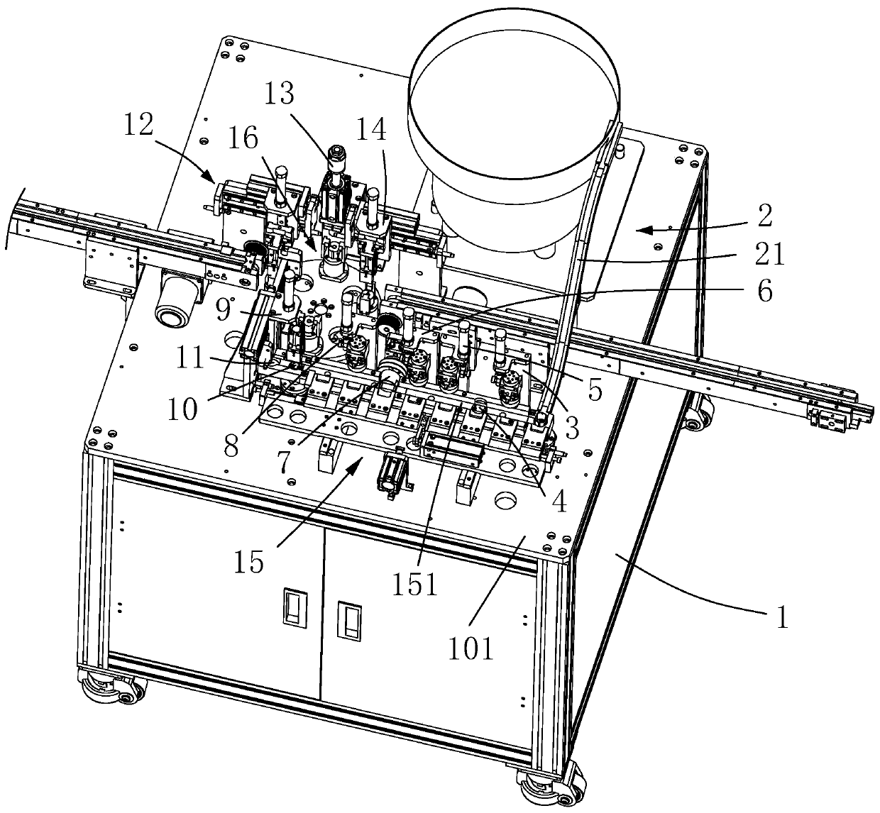 High-efficiency automatic magnetism protecting ring assembling machine