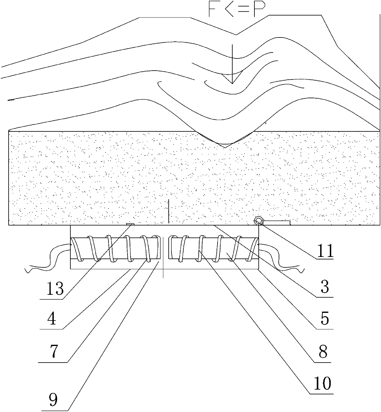 Magnetic force adjustable gate type fluid lining surrounding rock pressure relief device and construction method