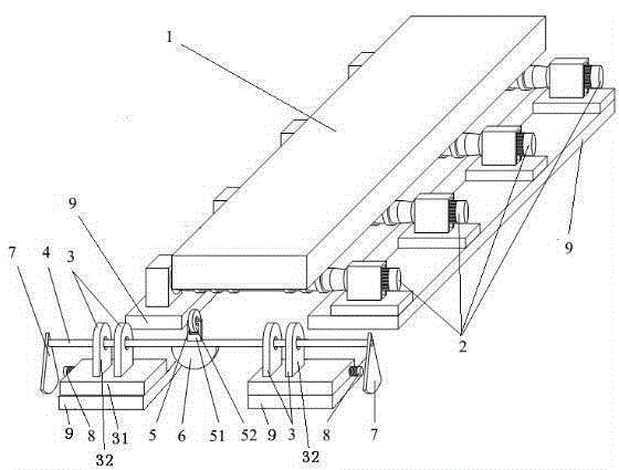 Plate blank positioning device for transverse-moving trolley
