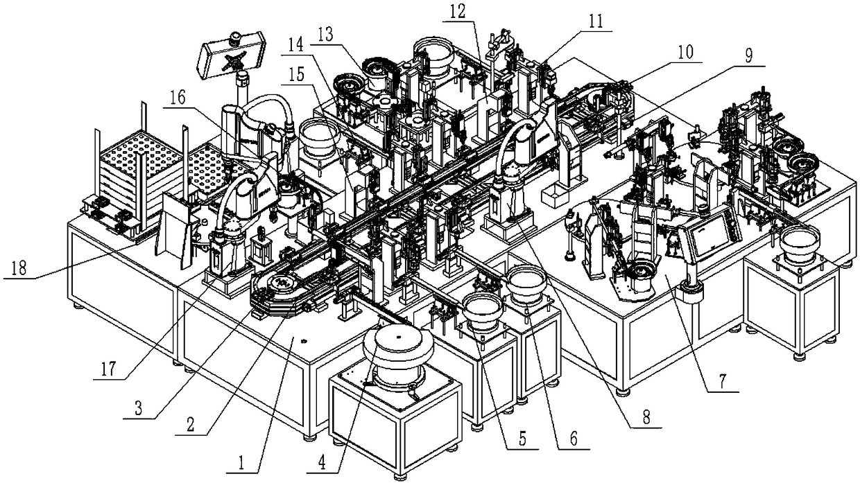 Automatic assembly line of valve element of water valve