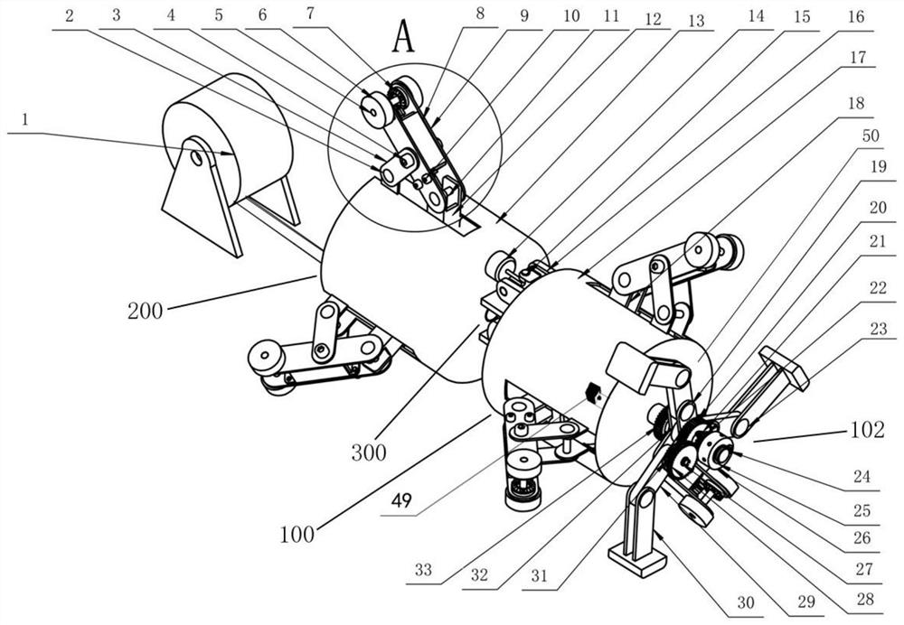 Controllable direction-changing self-adaptive pipeline cleaning trolley