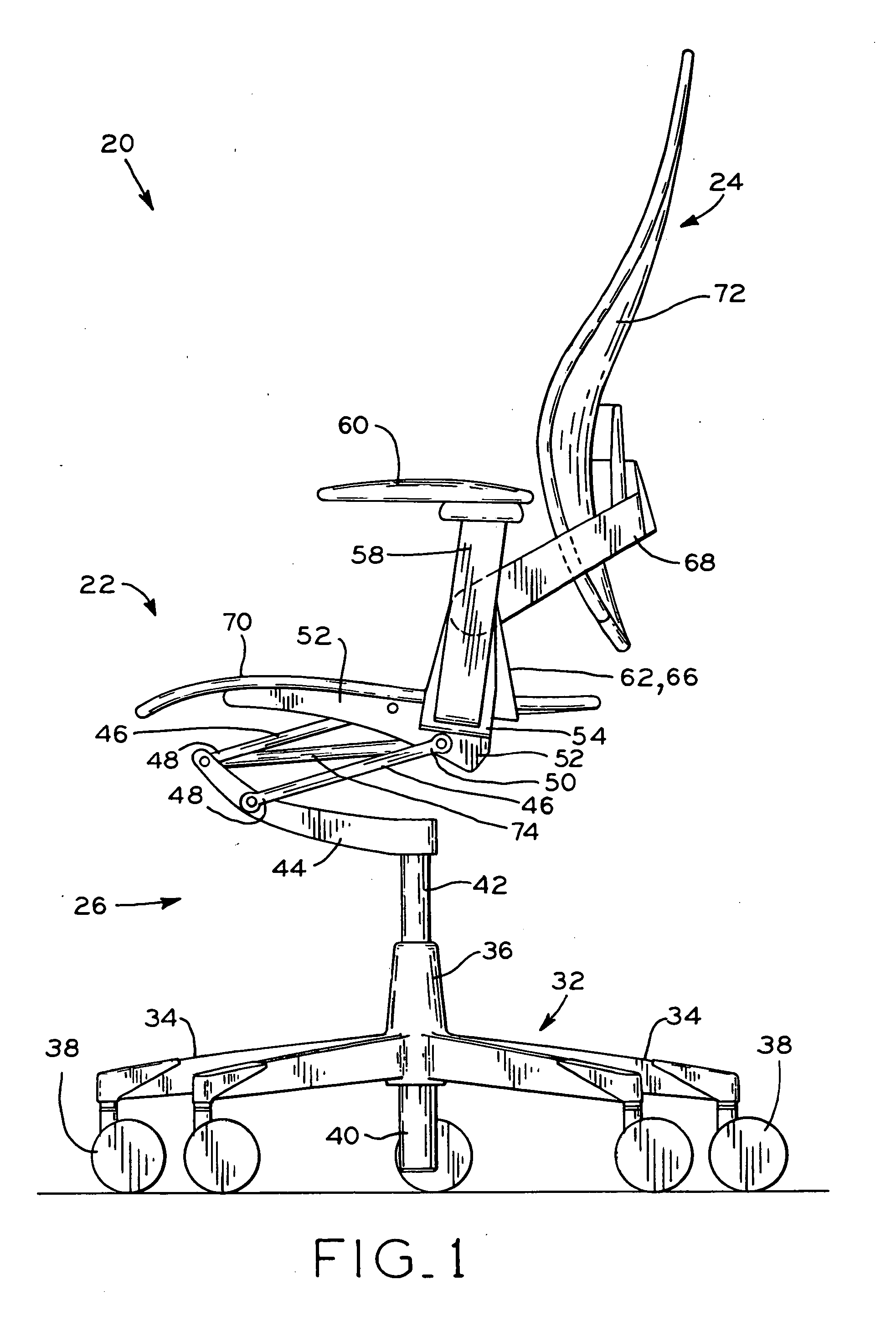 Chair with lumbar support and conforming back