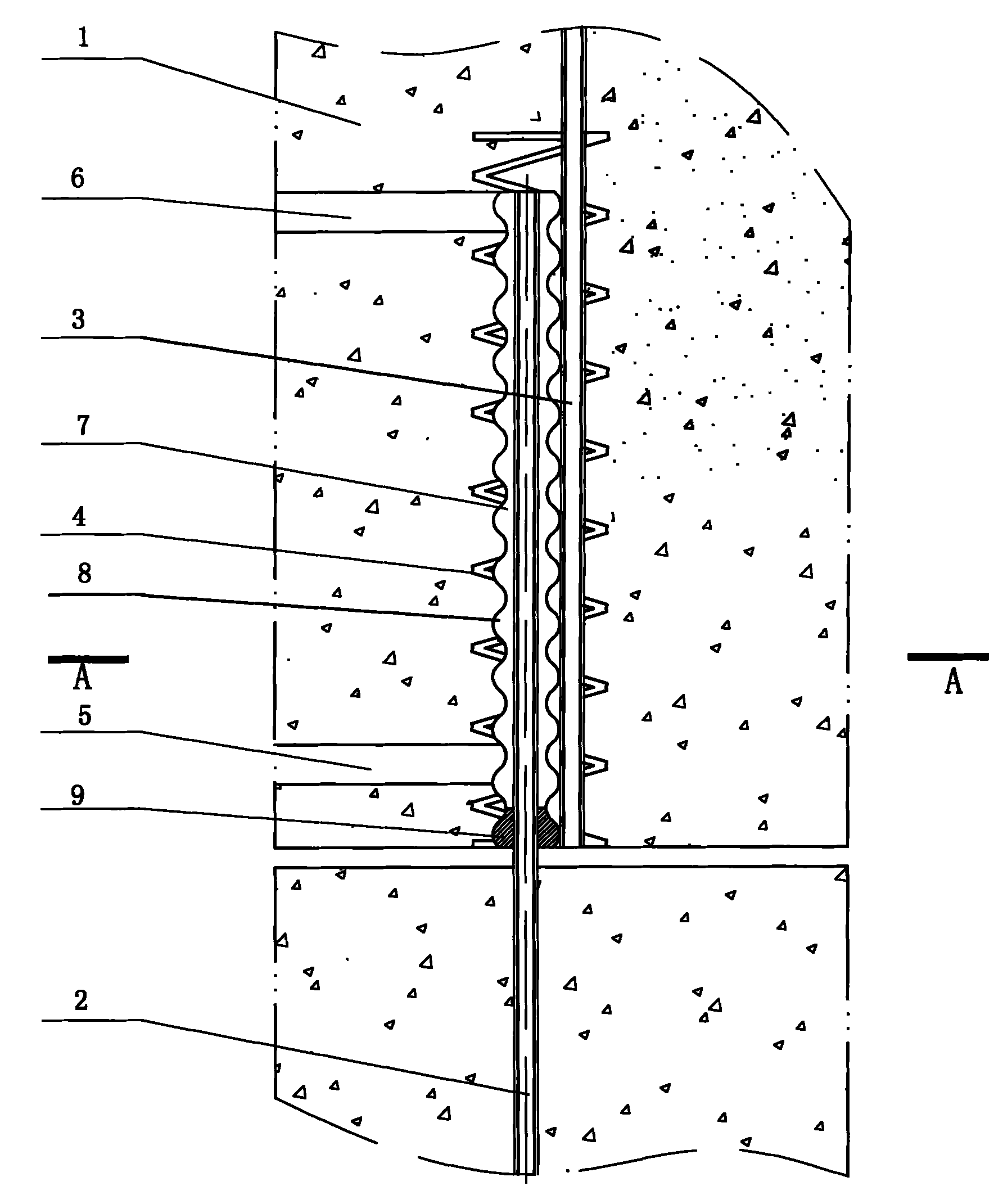 Insertion prepared hole venting reinforcing steel bar lap joint structure fabricated construction method