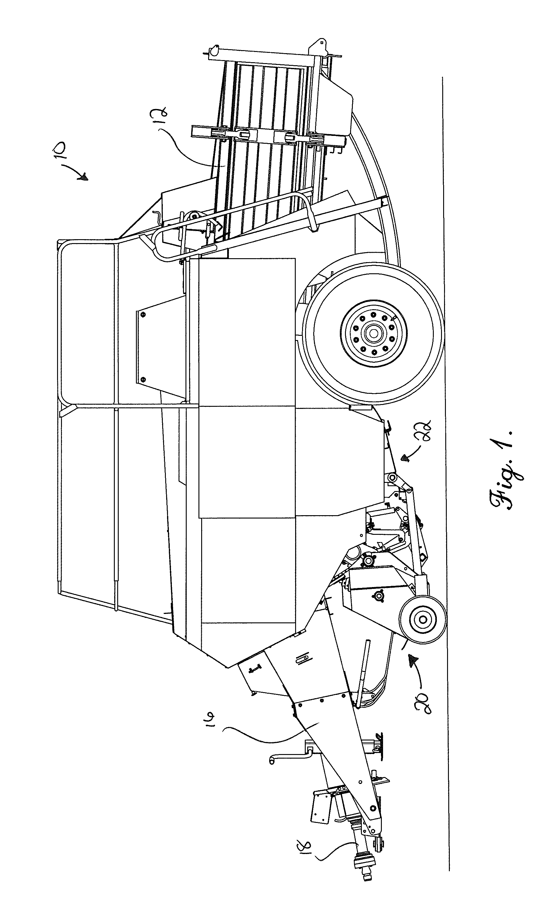 Agricultural implement having knife load responsive infeed cutter