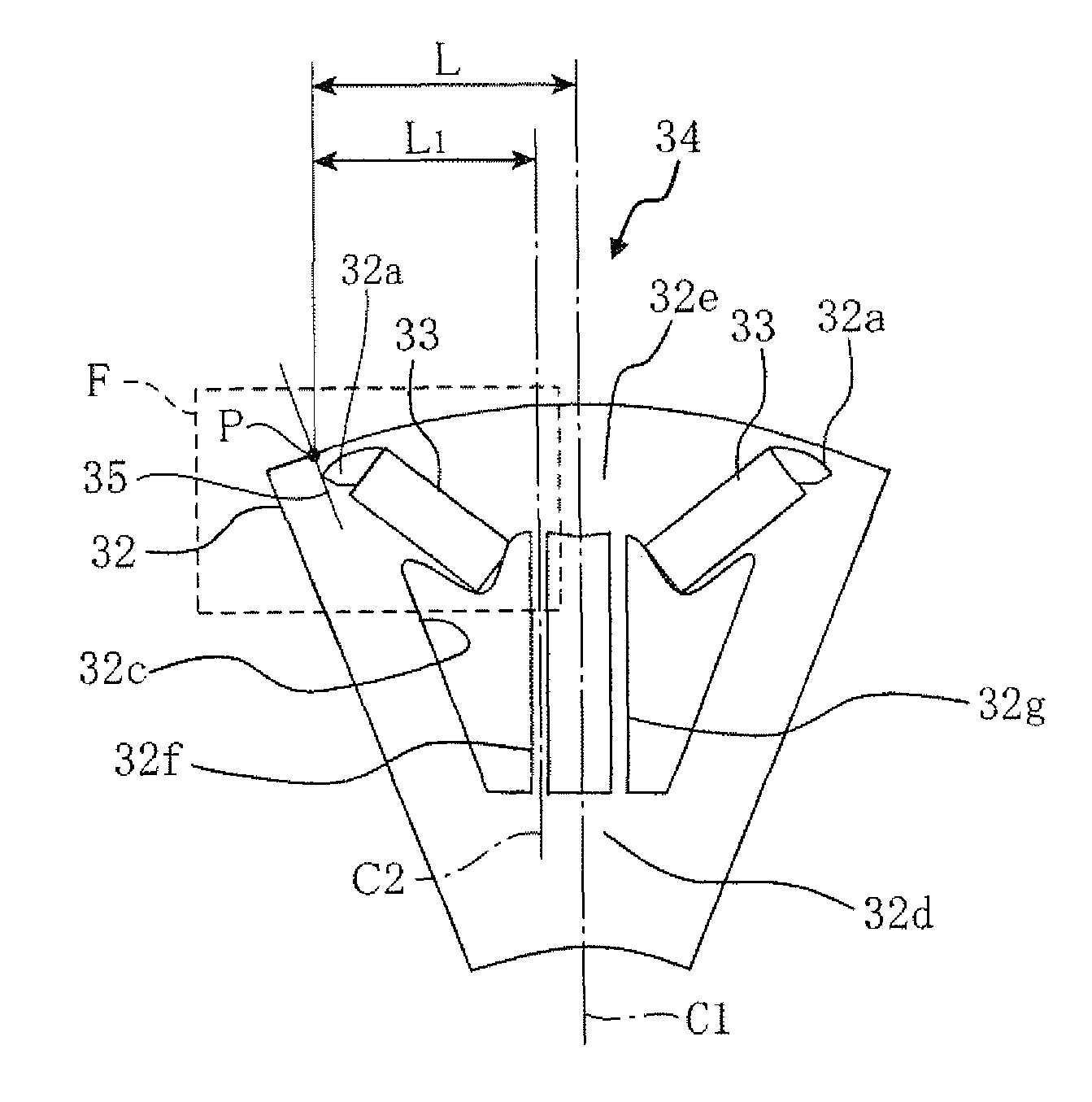Rotor with reinforcing portions for an electric rotating machine