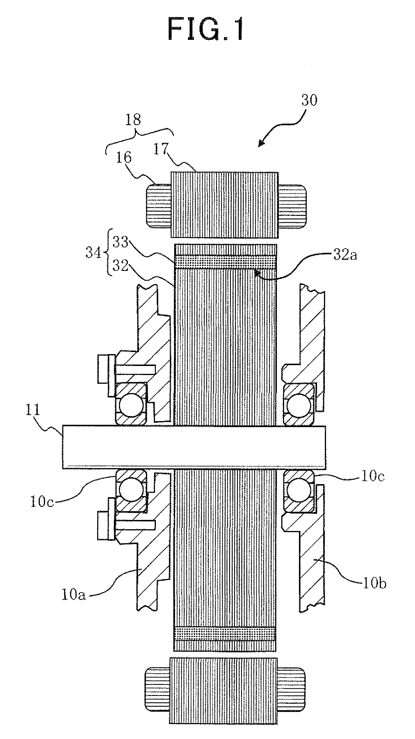 Rotor with reinforcing portions for an electric rotating machine