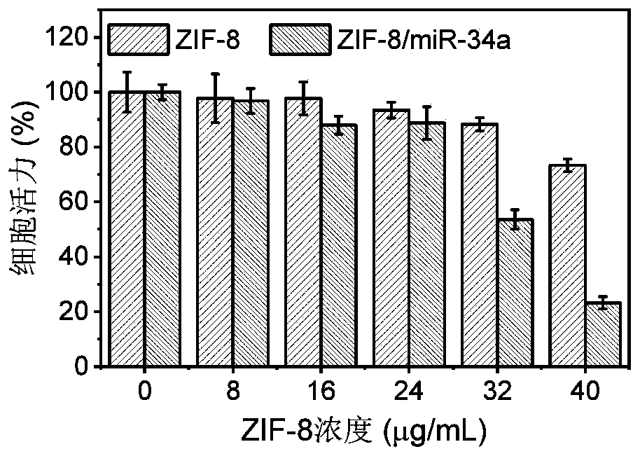 MicroRNA delivery nanocarrier based on zeolitic imidazolate framework and preparation method thereof