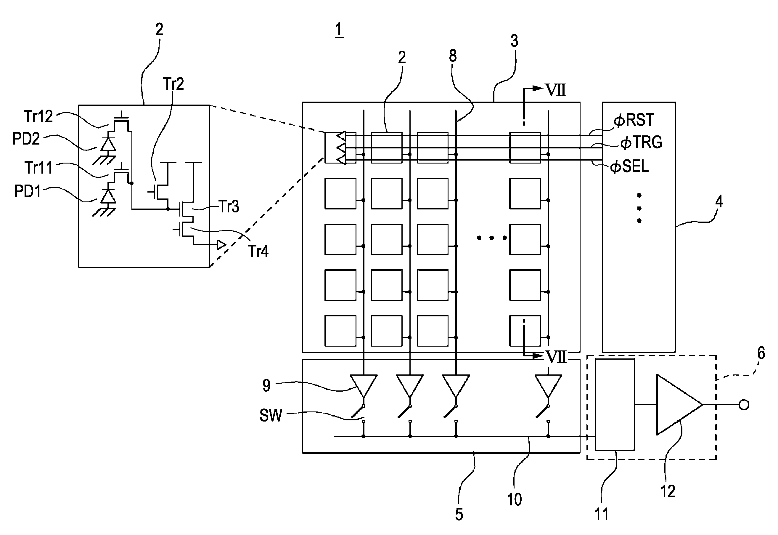 Solid-state imaging device with on chip lenses with adjust characteristics to render pixel output sensitivities more uniform