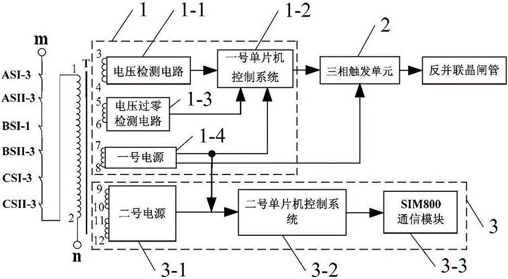 Contactless on-load automatic positive and negative voltage regulating tap switch device for three-phase distribution transformer