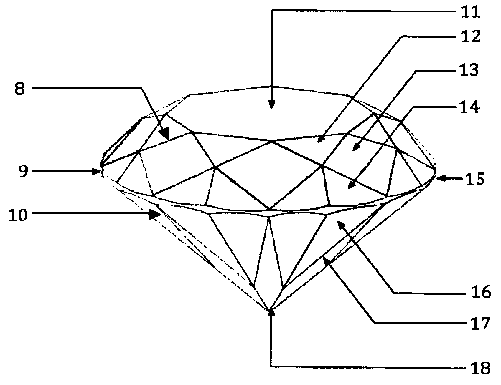 Moissanite gem with bright carving surface and cutting and grinding processing methods thereof