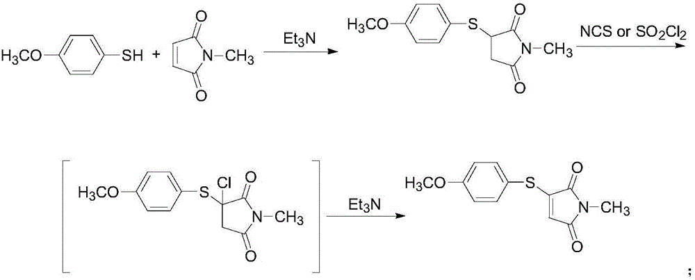 Preparation method of 3-(4-methoxyphenylthio)-1-methyl-1H-pyrrolyl-2,5-dione compound