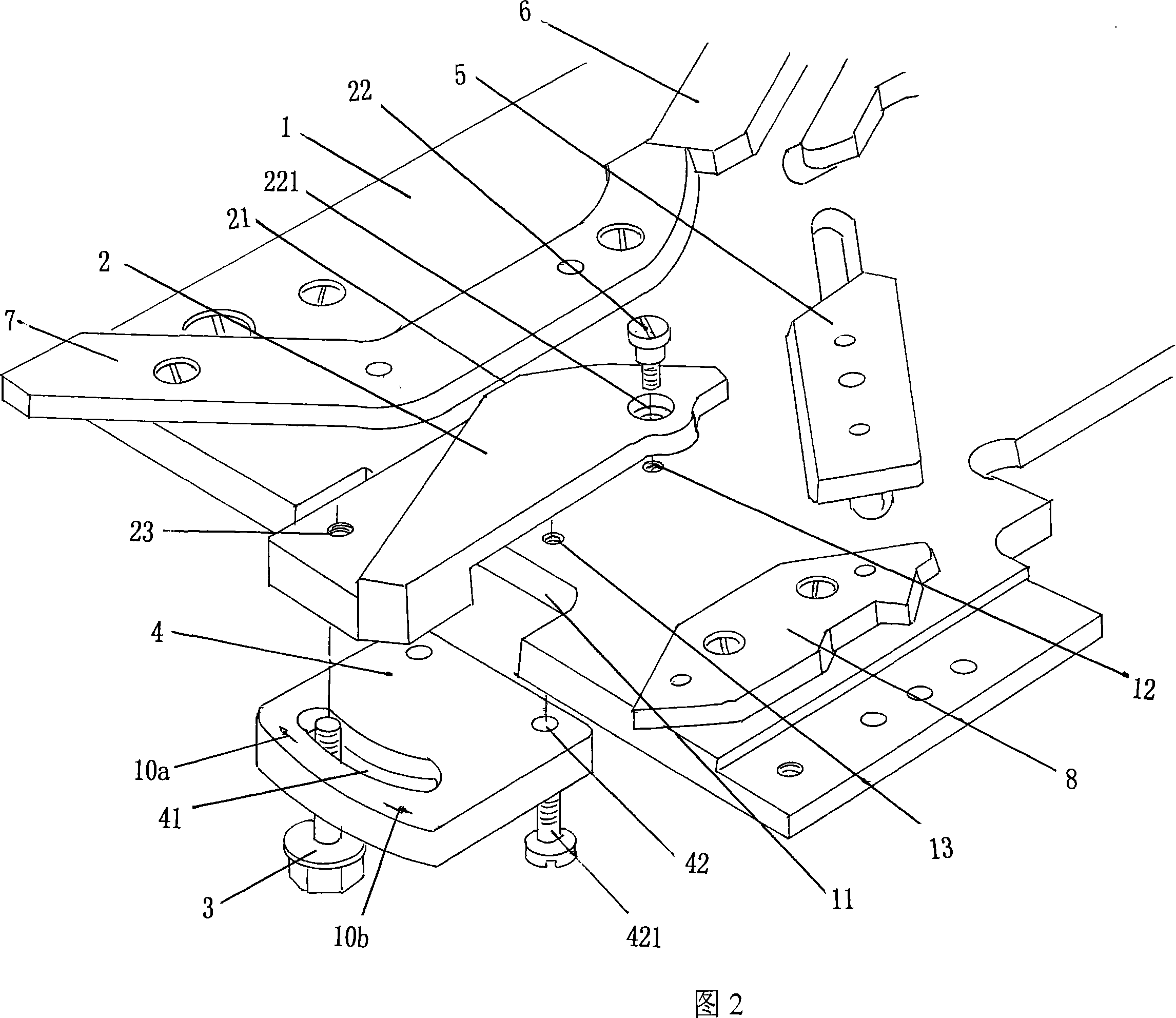 Guide pin triangular adjusting mechanism for computer flat knitting machine