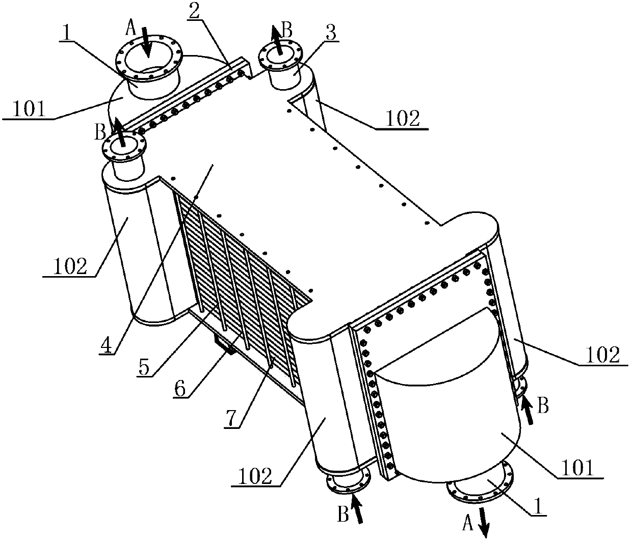 Multi-path heat exchanger for blast furnace slag flushing water