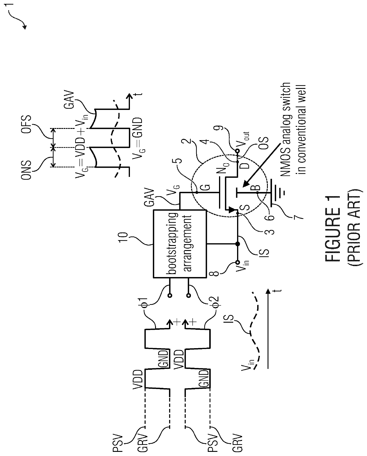 Switch device for switching an analog electrical input signal