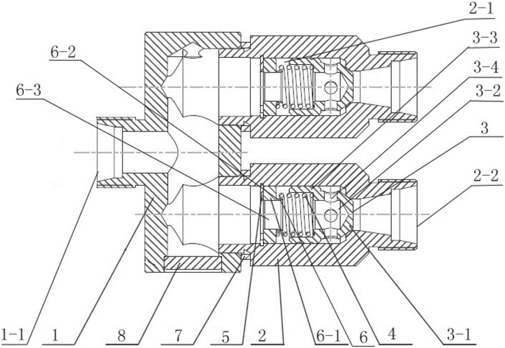 Hydraulic two-way check valve for steering system of new-energy bus