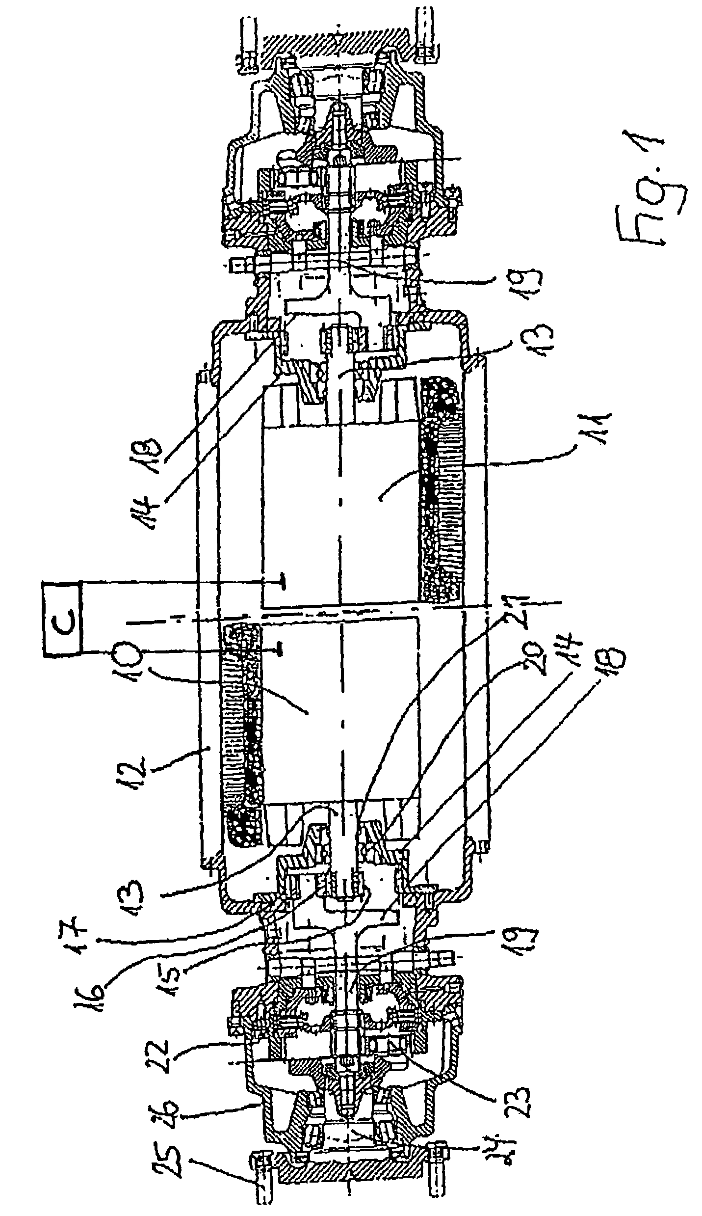 Directly driven driving axle having two drive motors
