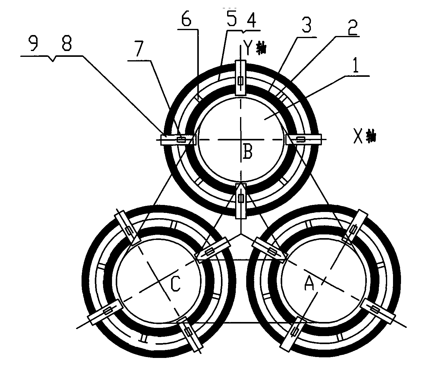 Body insulation structure of dry-type transformer with three-dimensional rolled iron core and manufacturing process thereof