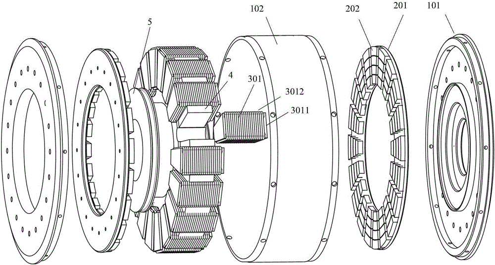 Axial magnetic flux hub motor for enhanced heat emission of windings