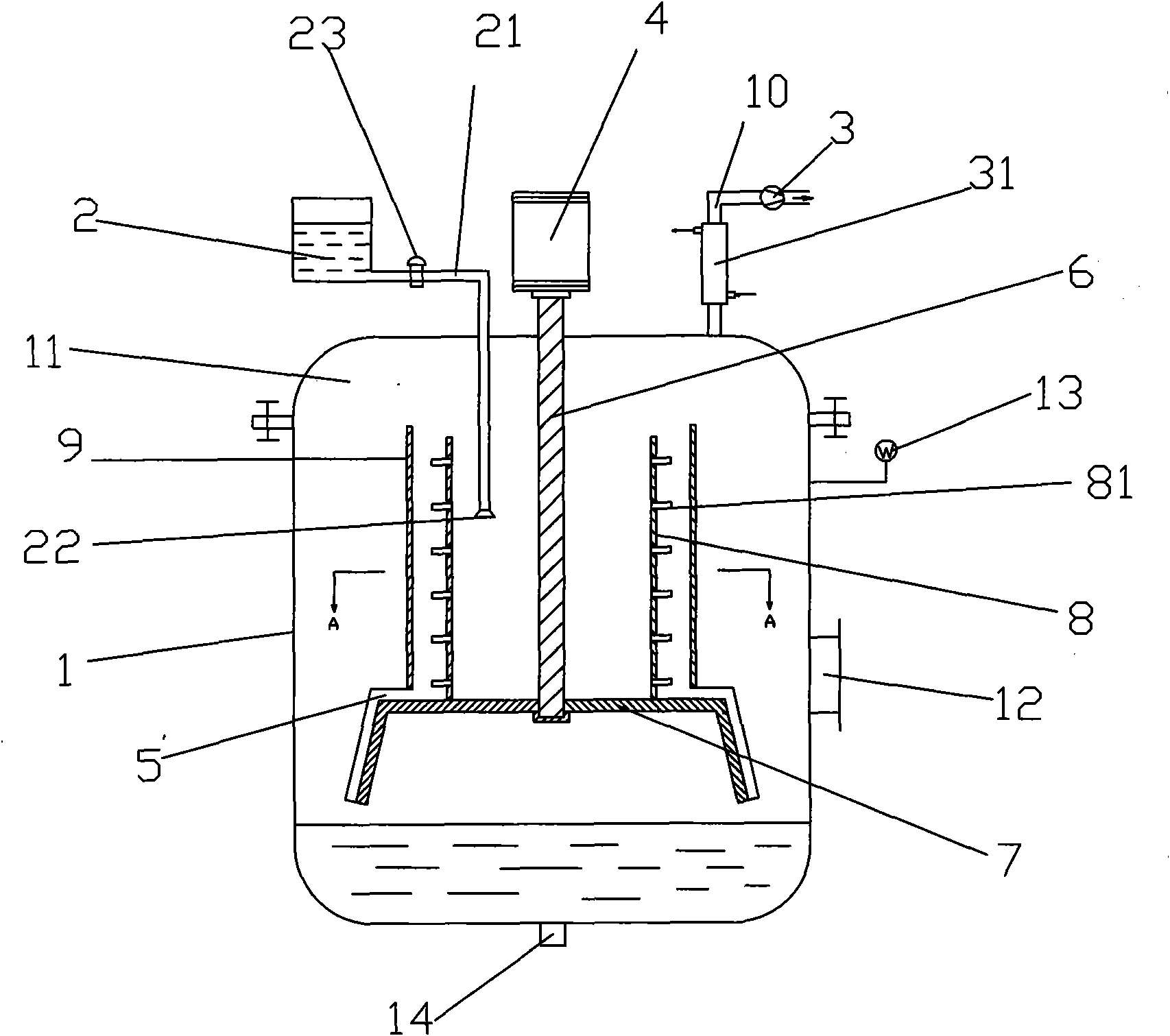 Defoaming device for high viscosity liquid product