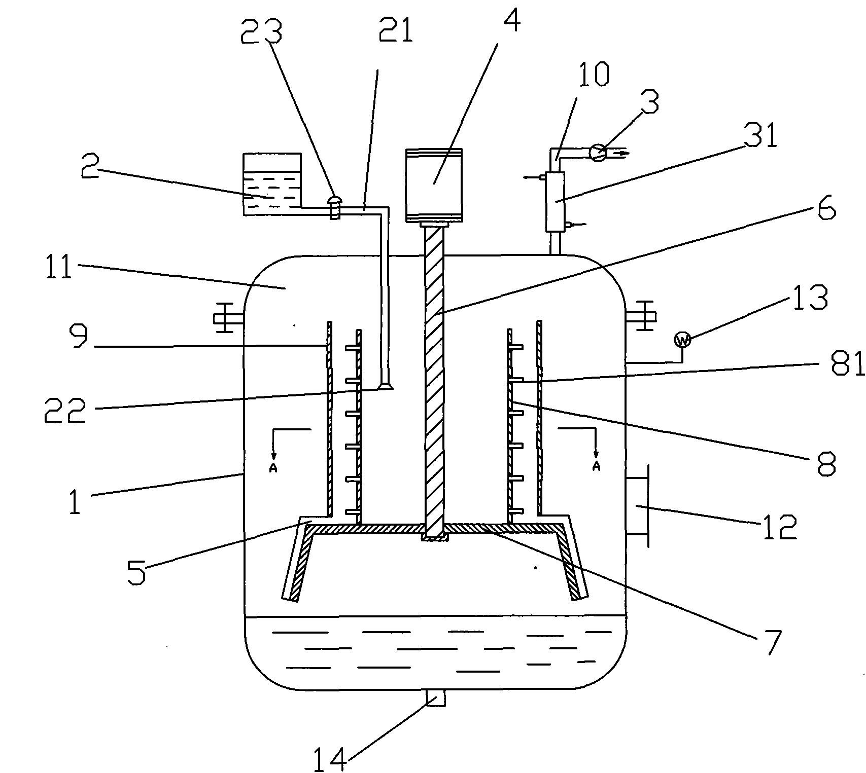 Defoaming device for high viscosity liquid product
