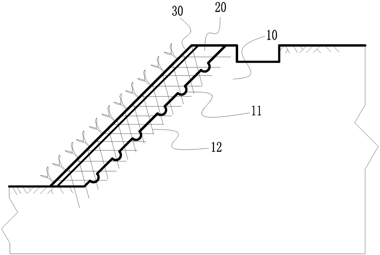 Ecological vegetation concrete slope protection structure and construction method thereof