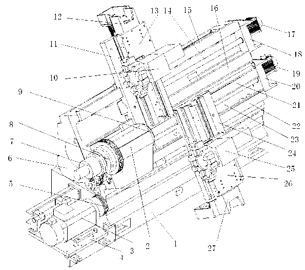Double-disk-type-knife-rest single main shaft numerically-controlled lathe