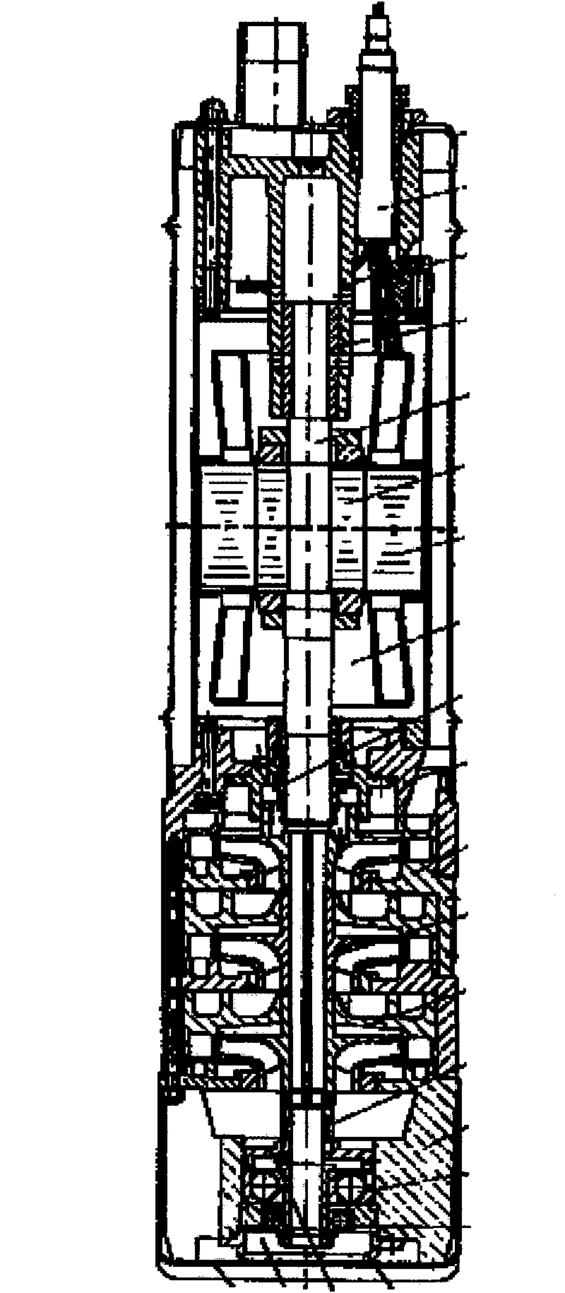 Upper water and wire outlet structure of built-in submerged motor pump
