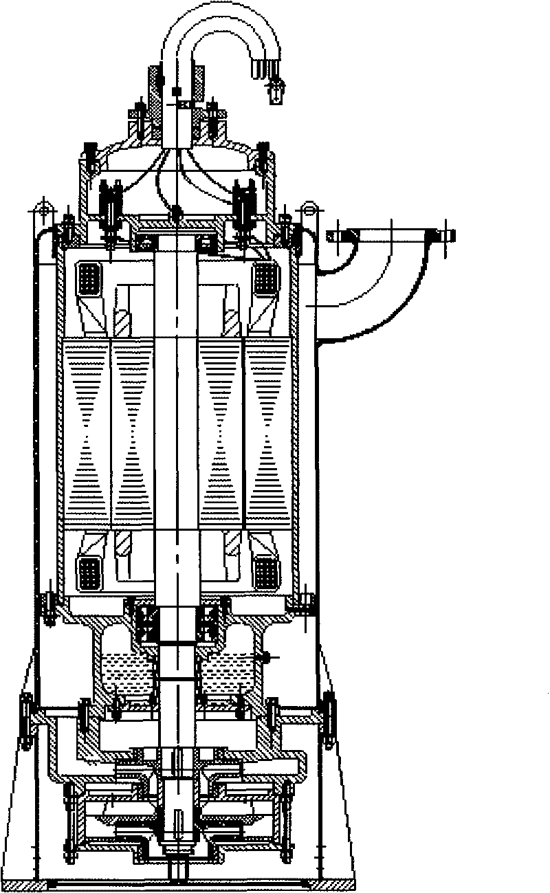 Upper water and wire outlet structure of built-in submerged motor pump