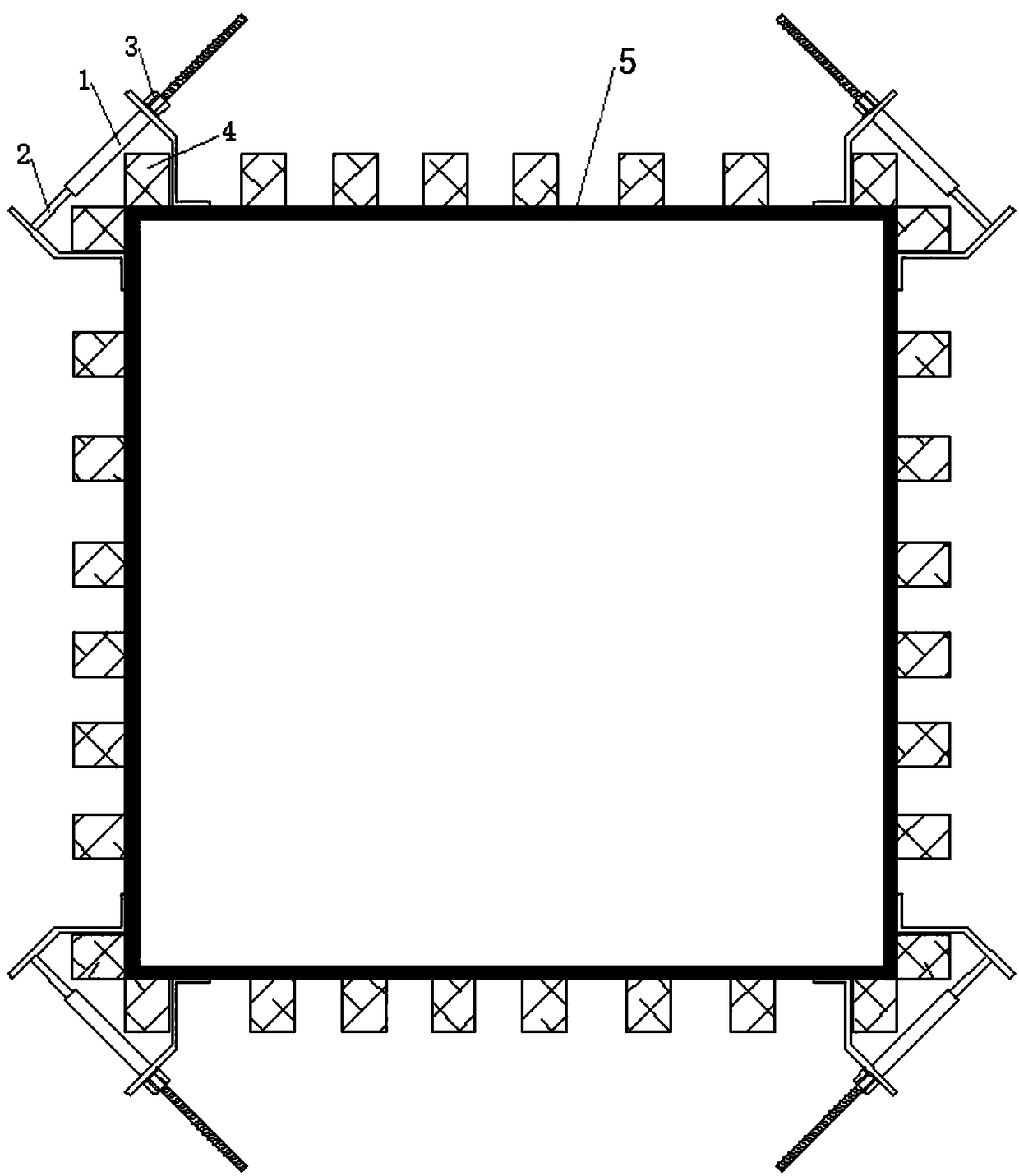 Wood-plastic formwork reinforcement clamp for square column concrete member and its use method