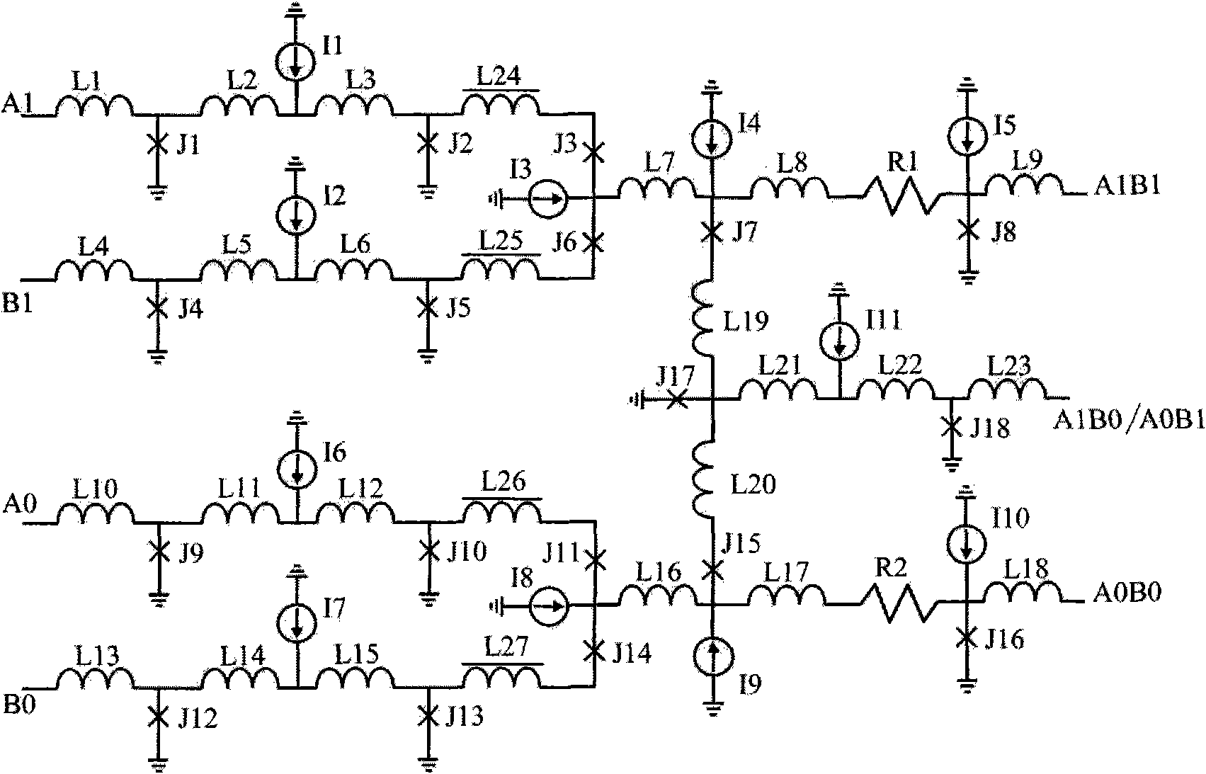 Resistive superconductive asynchronous bilinear logic universal gate circuit