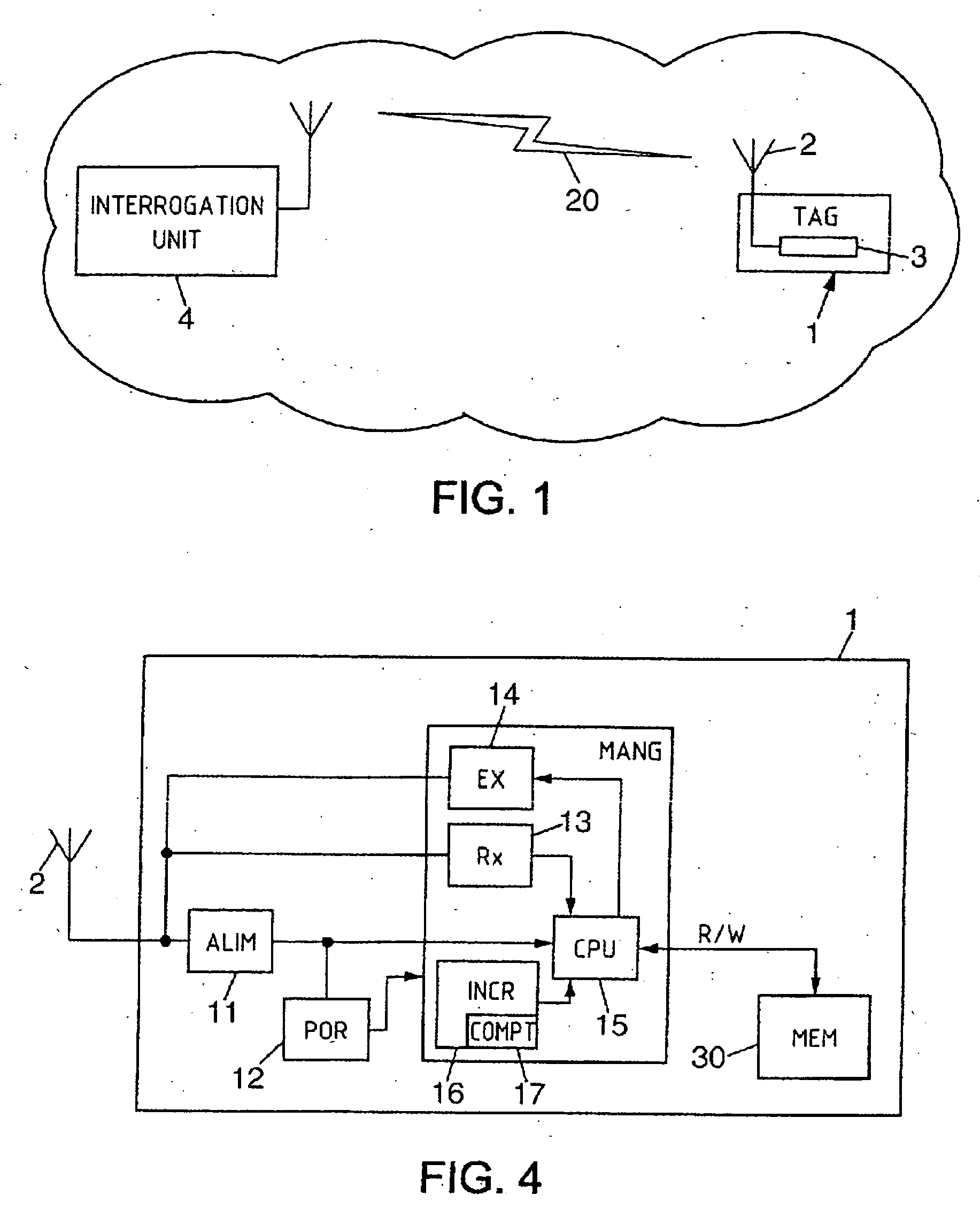 Method of reading the memory plane of a contactless tag