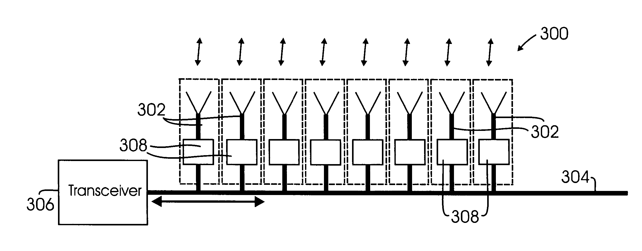 Beam-forming antenna with amplitude-controlled antenna elements