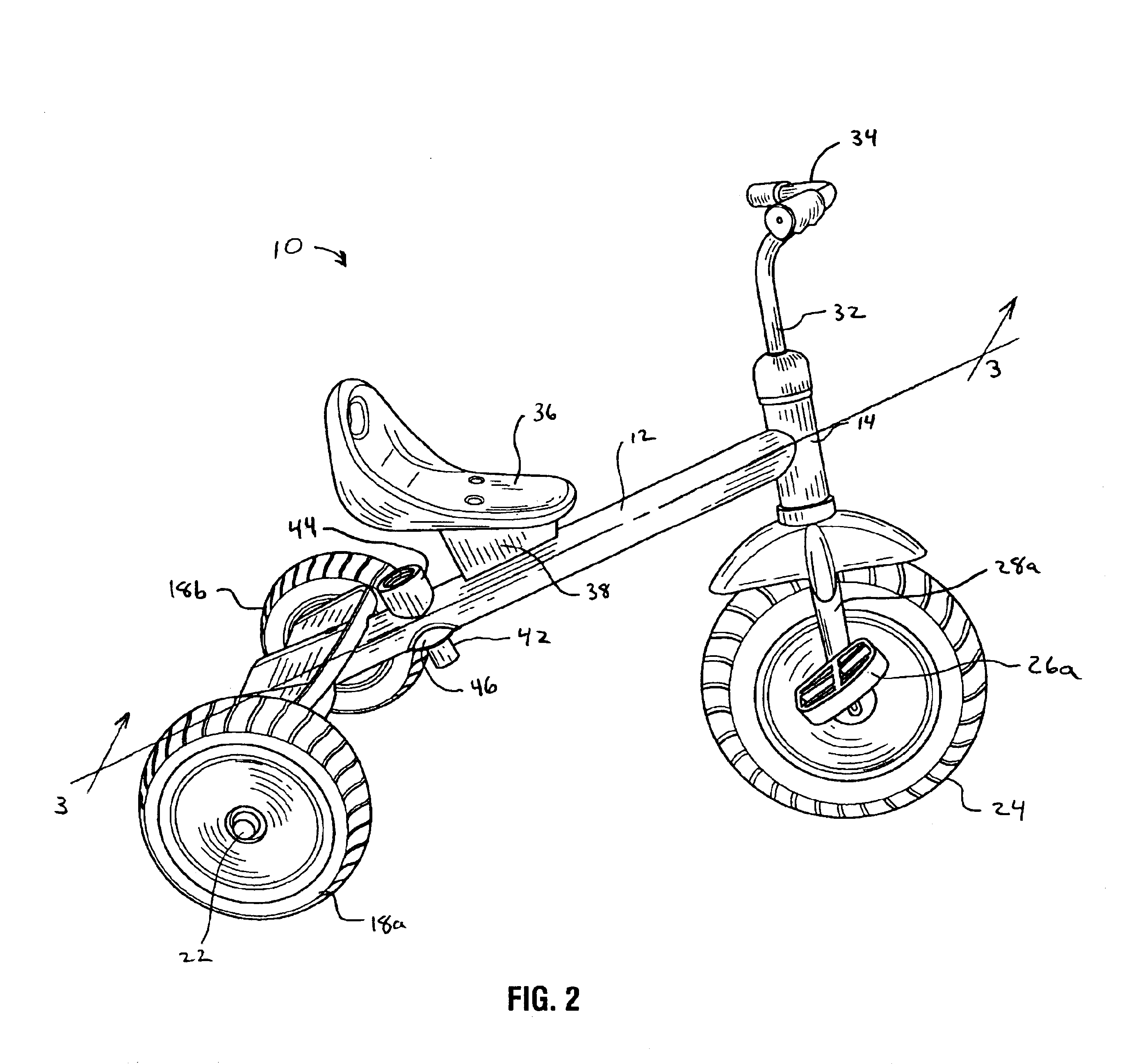 Tricycle with geared auxiliary steering mechanism
