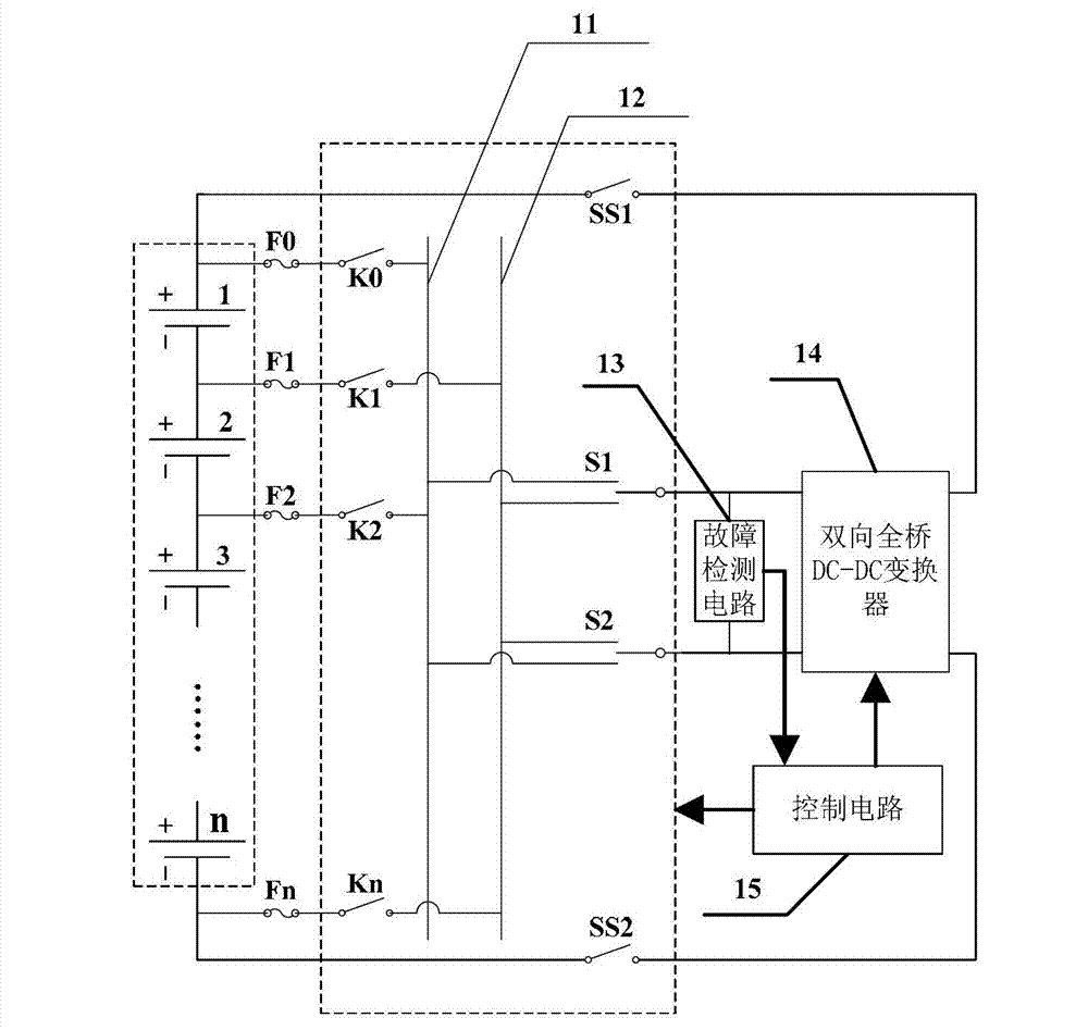 Circuit and method for balancing electric quantity of storage battery pack