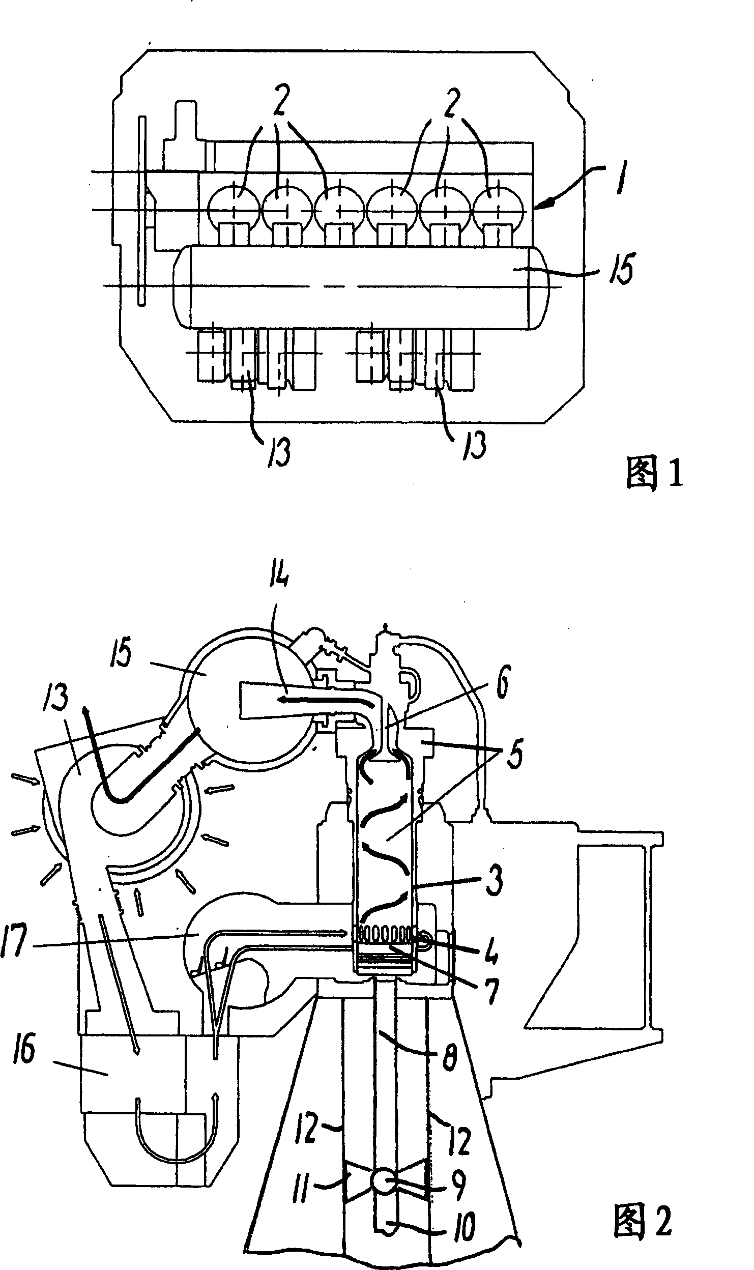 Method for forcibly changing rotating position of piston ring and cross-type two-stroke diesel engine