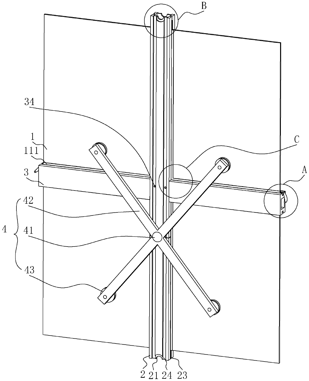 Glass curtain wall with drainage structure and mounting method thereof
